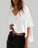 V Neck Half Sleeve T Shirt with Pocket