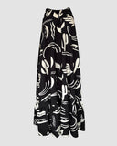 Floral Sleevless Leaves Pattern Maxi Dress Casual Waist Chain Decor Dress (Without Belt)