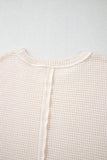 Beige Waffle Exposed Seam Detail Plus Size Short Sleeve Top