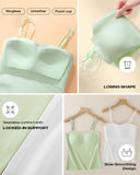 Spaghetti Strap Built in Bra Slim Fit Tank Top Sexy Back Criss Cross Workout Camisole Tops