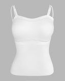 Spaghetti Strap Built in Bra Slim Fit Tank Top Sexy Back Criss Cross Workout Camisole Tops