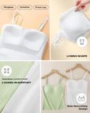 Spaghetti Strap Built in Bra Slim Fit Tank Top Sexy Back Criss Cross Workout Camisole Tops