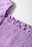 Wisteria Swiss Dot Smocked Frilled Neckline Short Sleeve Plus Size Dress