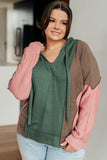 Breen Plus Size Colorblock Patchwork V Neck Hoodie