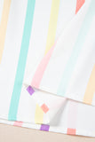 White Stripe Ruffled Sleeve Square Neck Plus Size Blouse