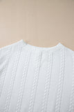 White Cable Textured Loose Plus Size Sweatshirt