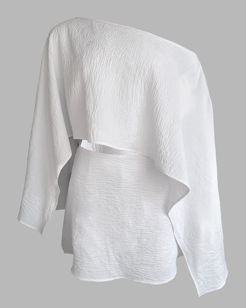 3 Pieces Off Shoulder Multi Ways Split Sleeve Casual Shorts Set (Without Belt)