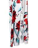 Off Shoulder Ruffles Top & Floral Print High Slit Skirt Set