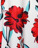 Off Shoulder Ruffles Top & Floral Print High Slit Skirt Set