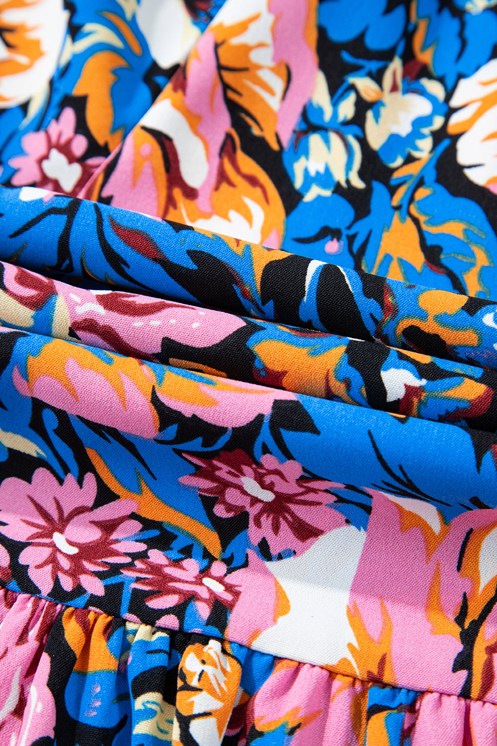 Pink Floral Smocked Bust Spaghetti Straps Wide Leg Jumpsuit