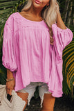 Beau Blue Plus Size Crochet Bracelet Sleeve Babydoll Blouse