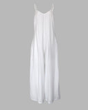 Plain Adjustable Strap Wide Leg Jumpsuit Casual Loose Fit Romper