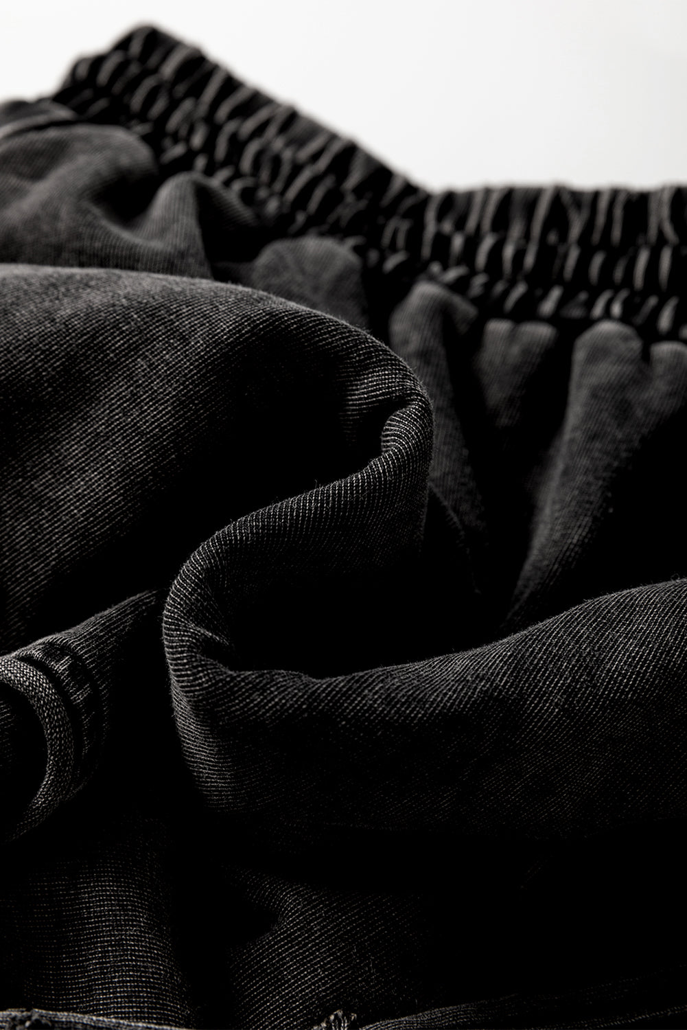 Black Mineral Wash French Terry High Waist Casual Shorts