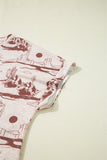 Brown Desert Sand Print Short Sleeve Knit Top