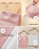 Spaghetti Strap Built in Bra Slim Fit Tank Top Sexy Back Criss Cross Workout Camisole Tops