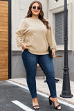 Apricot Loose Patchwork Crewneck Plus Size Sweatshirt