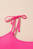 Rose Red Tie Shoulder Floral Print Cute Tankini Set