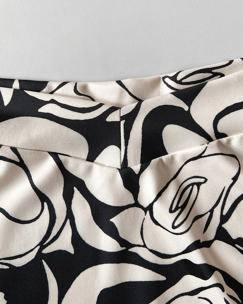 Floral Print Off Shoulder Bodycon Dress Ruffle Hem Slim Fit Dress