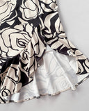 Floral Print Off Shoulder Bodycon Dress Ruffle Hem Slim Fit Dress