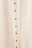 Apricot Crinkled Buttons Maxi Beach Dress with Slits