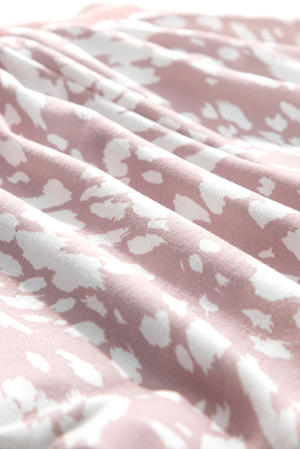 Khaki Classic Leopard Arched Hem Elastic Waist Casual Shorts