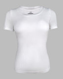 Built in Bra U neck Short Sleeve T shirt Rib knit Top