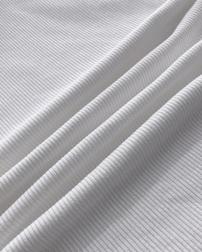 Built in Bra U neck Short Sleeve T shirt Rib knit Top