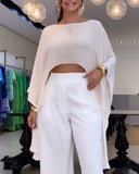 Boat Neck Long Sleeve Asymmetrical Shirt