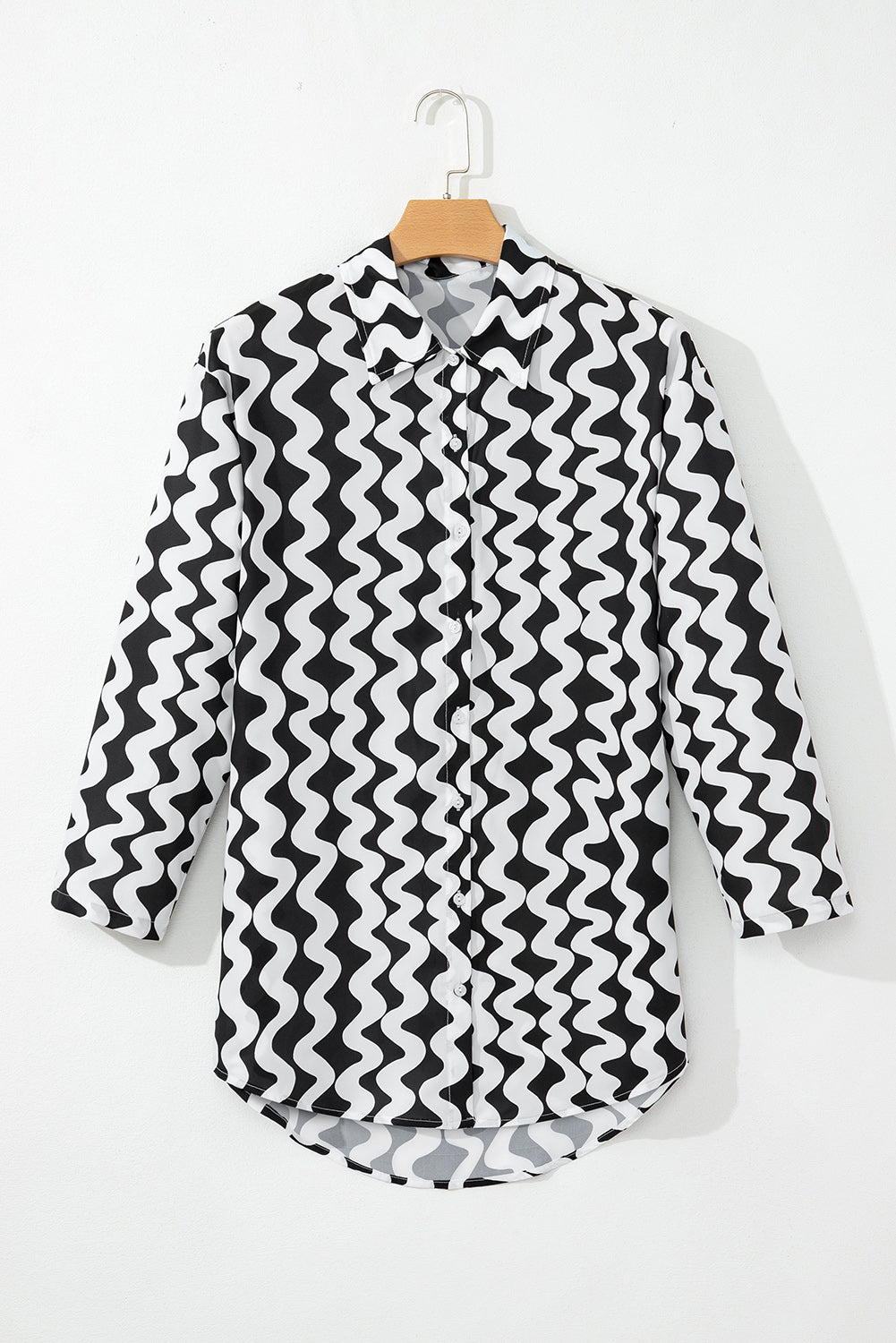 Black Stripe Print Loose Fit Open Front Beach Cover Up