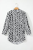 Black Stripe Print Loose Fit Open Front Beach Cover Up