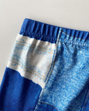 2 Pieces Outfit Faith Print Round Neck Short Sleeve Top and Denim Look Print Shorts Set