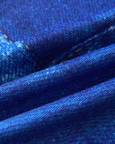 2 Pieces Outfit Faith Print Round Neck Short Sleeve Top and Denim Look Print Shorts Set