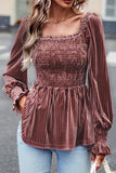 Apricot Pink Plus Size Velvet Ribbed Knit Tiered Ruffled Mini Dress