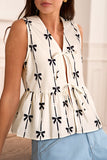 Apricot Bow Printed Puff Sleeve Ruffled Plus Size Mini Dress