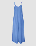 Plain Adjustable Strap Wide Leg Jumpsuit Casual Loose Fit Romper