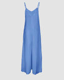 Plain Adjustable Strap Wide Leg Jumpsuit Casual Loose Fit Romper