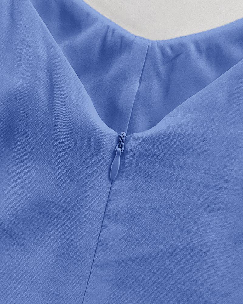 Plain Adjustable Strap Wide Leg Jumpsuit Casual Loose Fit Romper