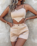 Rhinestone Crop Top & Shorts Set