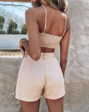 Rhinestone Crop Top & Shorts Set