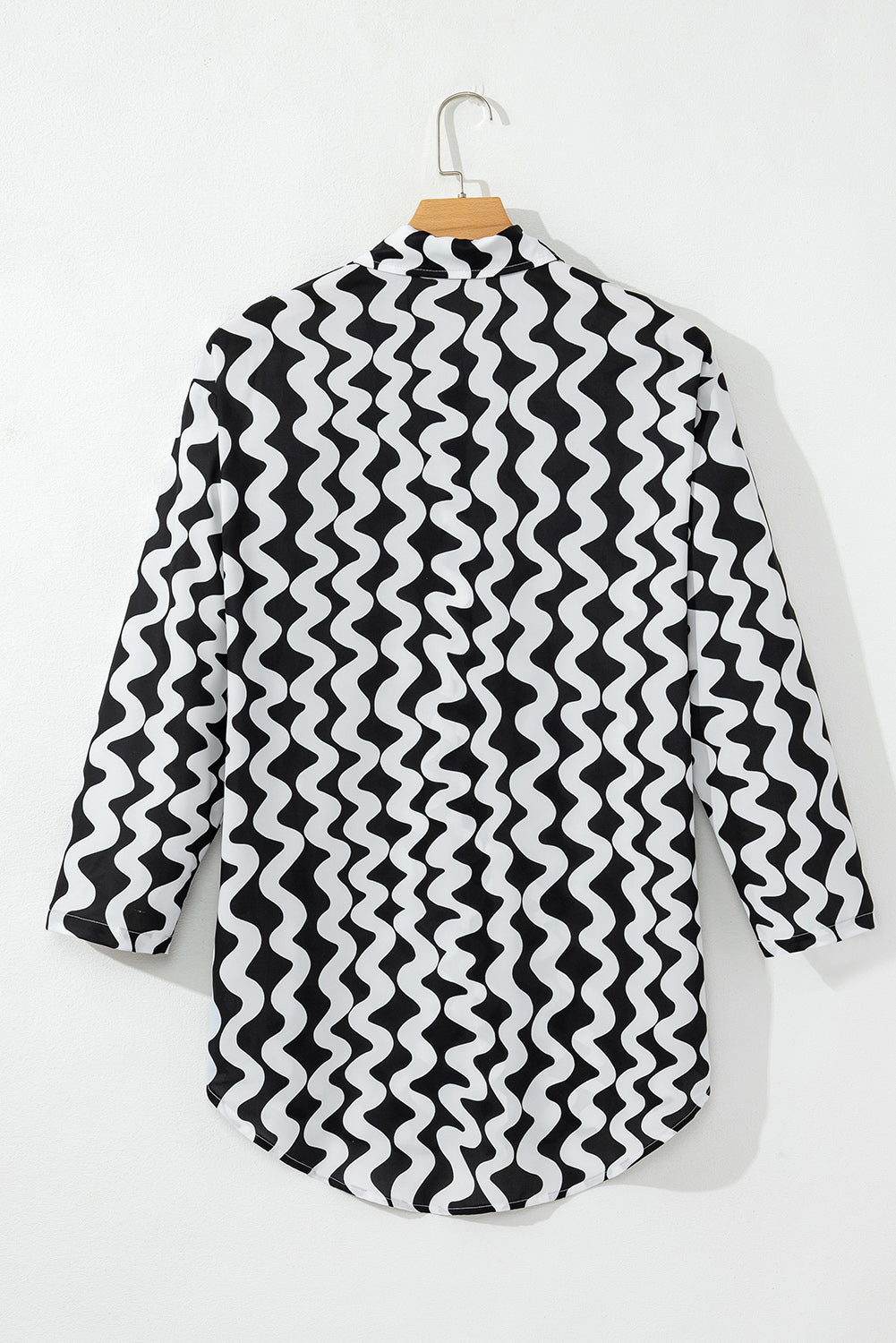 Black Stripe Print Loose Fit Open Front Beach Cover Up