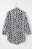 Black Stripe Print Loose Fit Open Front Beach Cover Up