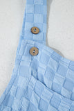 Beau Blue Checkered Pocketed High Waist Wide Leg Overall