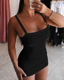 Bandeau Spaghetti Strap Sleevless Mini Dress Casual Slim Fit Bodycon Dress