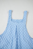 Beau Blue Checkered Pocketed High Waist Wide Leg Overall
