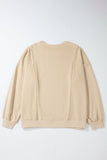Apricot Loose Patchwork Crewneck Plus Size Sweatshirt