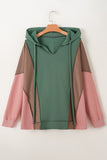 Breen Plus Size Colorblock Patchwork V Neck Hoodie