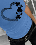St. Patrick's Day Lucky Shamrock Heart Print Tank Top