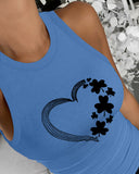 St. Patrick's Day Lucky Shamrock Heart Print Tank Top