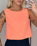 Back Tied Detail Backless Tank Casual Sleeveless Crop Top