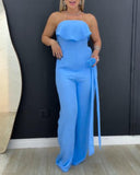 Bandeau Sleeveless Tied Detail Ruffles Romper